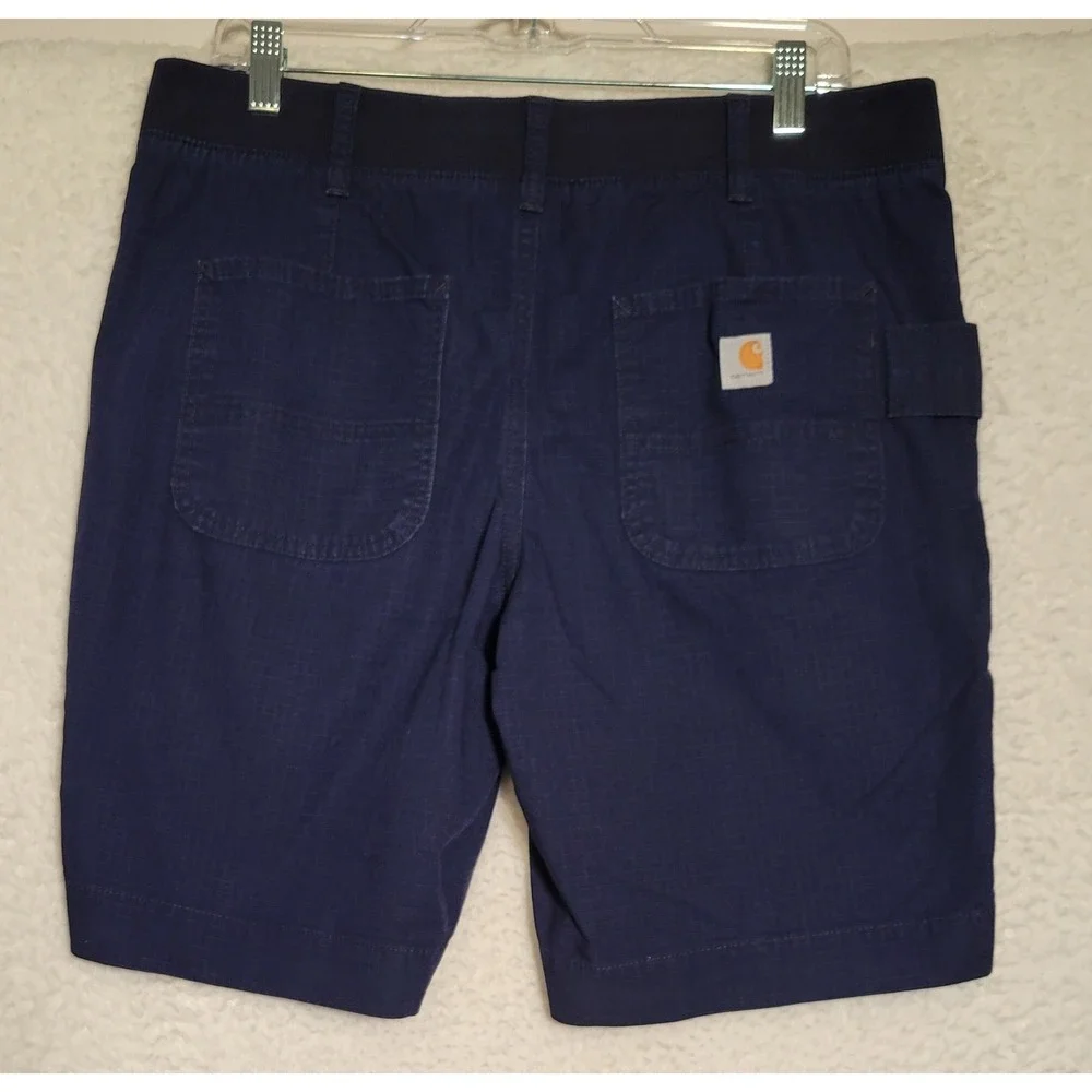 Carhartt Original Fit Carpenter Roll Up Shorts Size 10 Navy Blue Women's 0779 - Picture 2 of 6